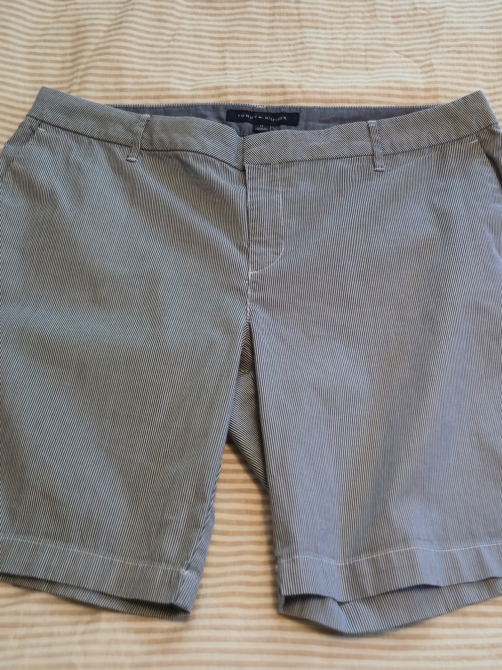 Tommy Hilfiger Navy and White Pinstripe Shorts